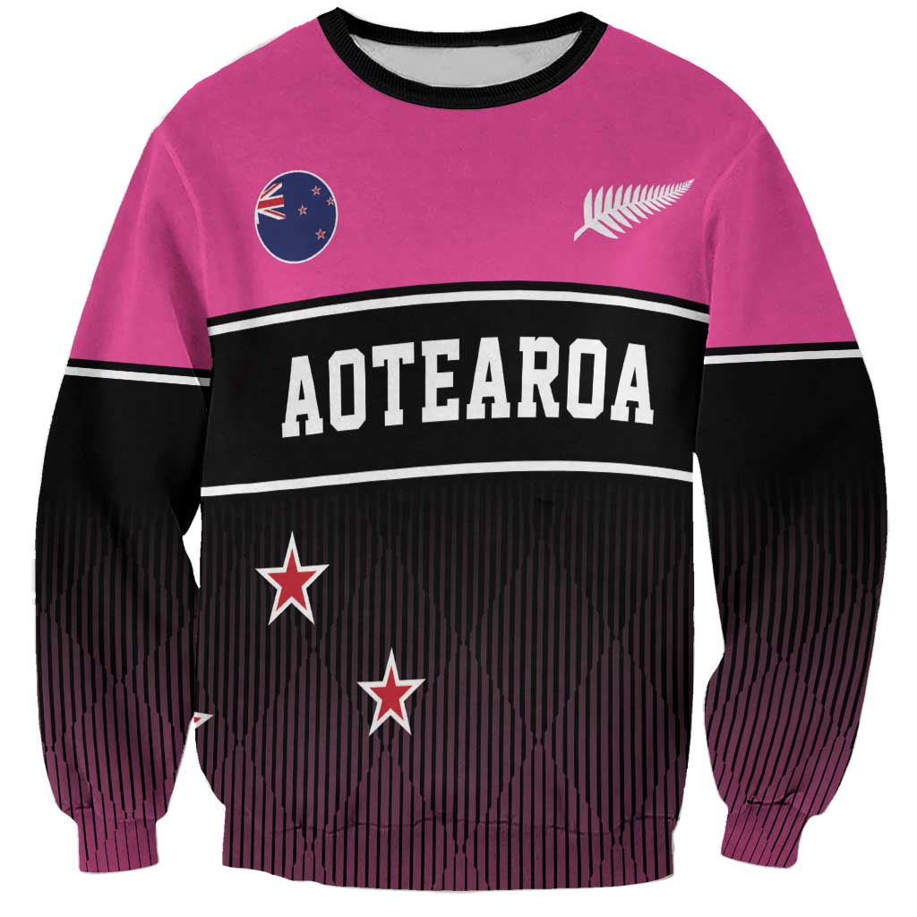 Custom New Zealand Women Cricket Sweatshirt Pink Simple Style