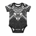 New Zealand Morepork Baby Onesie Maori Pattern Black