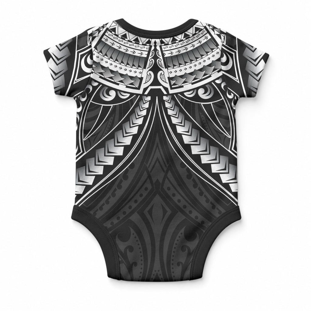 New Zealand Morepork Baby Onesie Maori Pattern Black