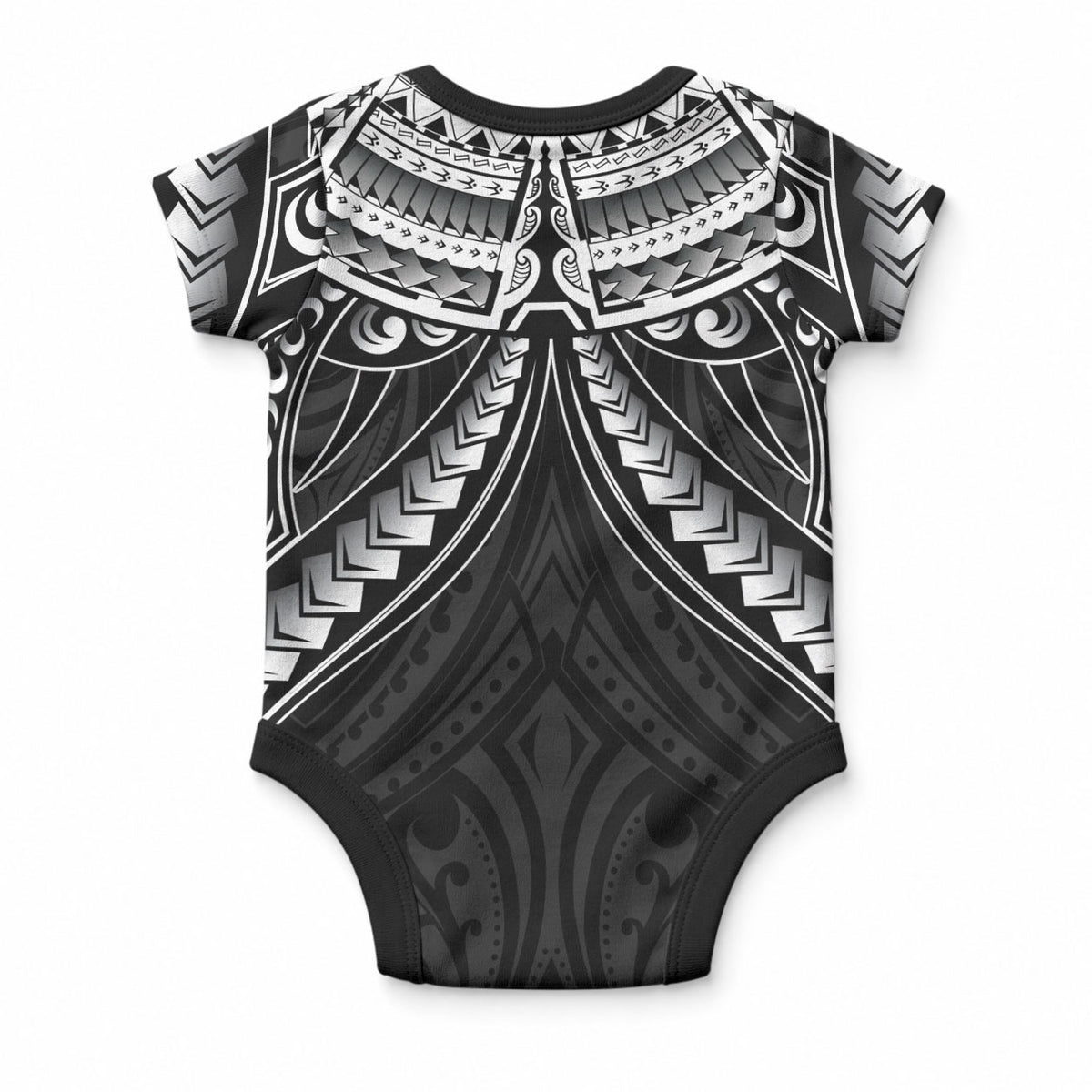 New Zealand Morepork Baby Onesie Maori Pattern Black