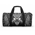New Zealand Morepork Duffle Bag Maori Pattern Black