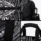 New Zealand Morepork Duffle Bag Maori Pattern Black