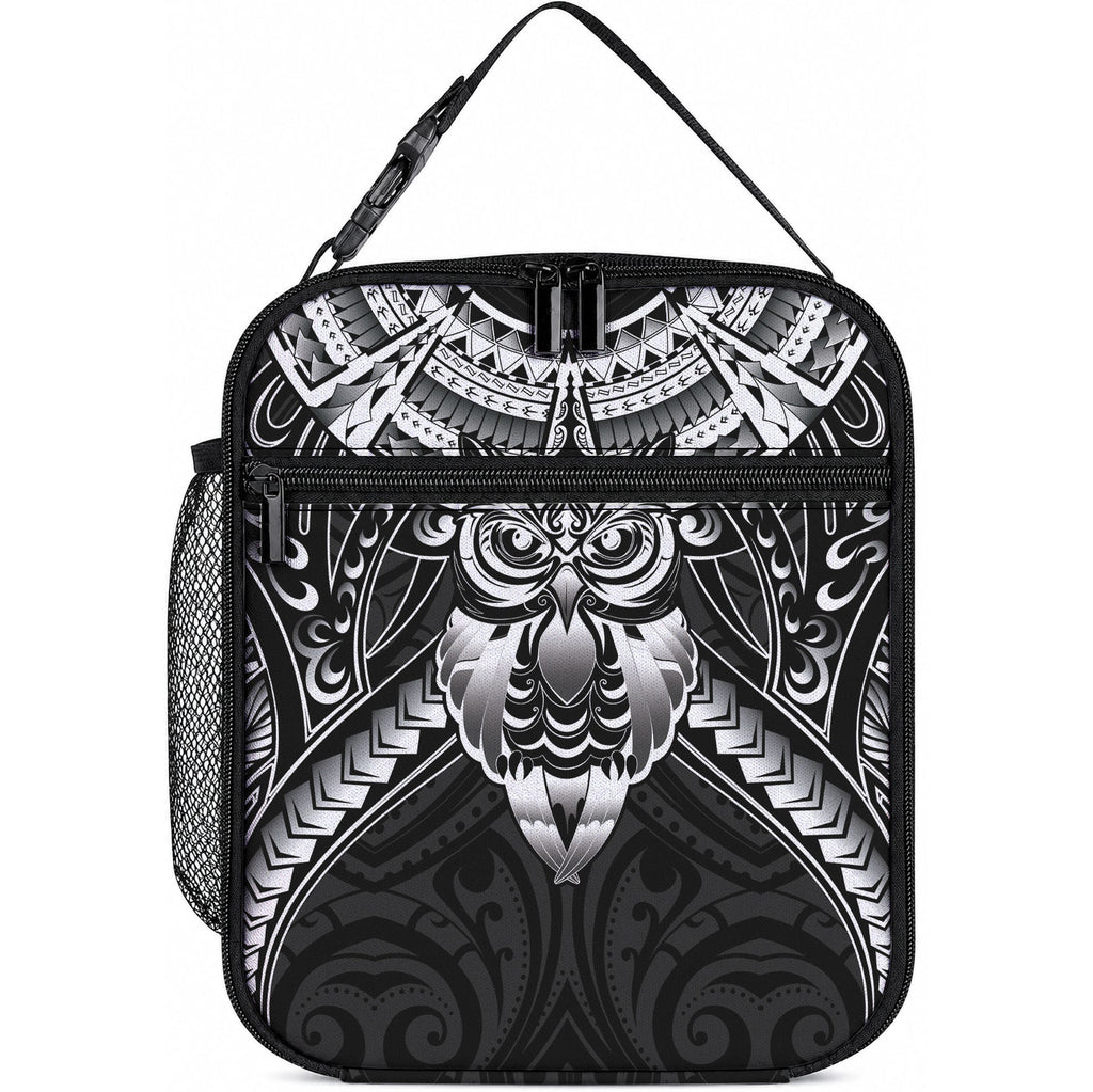 New Zealand Morepork Lunch Bag Maori Pattern Black