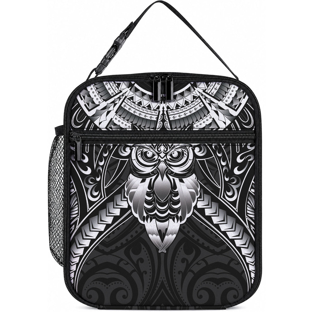 New Zealand Morepork Lunch Bag Maori Pattern Black