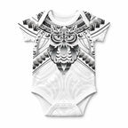 New Zealand Morepork Baby Onesie Maori Pattern White