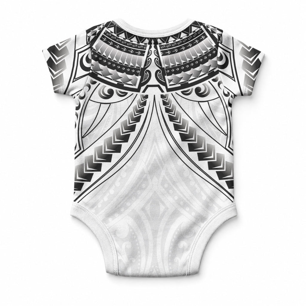 New Zealand Morepork Baby Onesie Maori Pattern White
