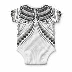New Zealand Morepork Baby Onesie Maori Pattern White
