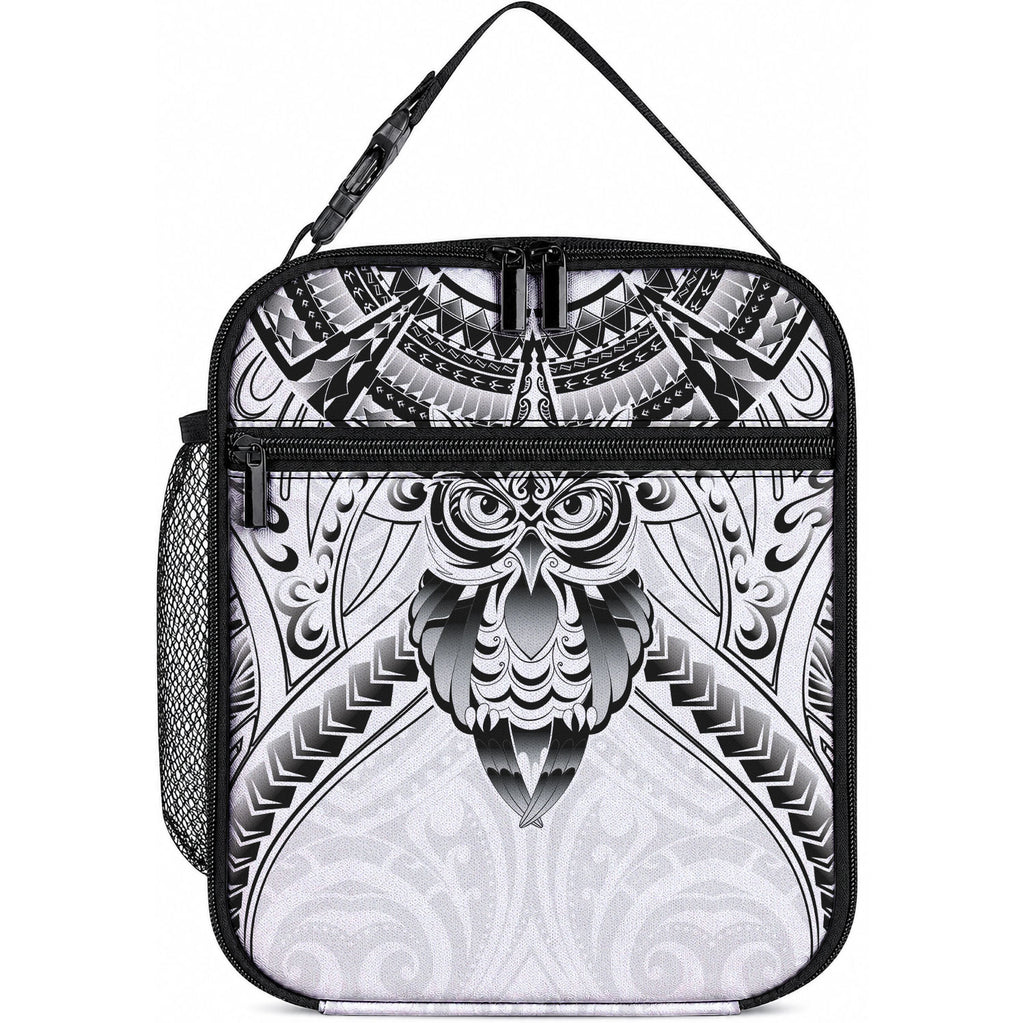 New Zealand Morepork Lunch Bag Maori Pattern White