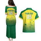 Custom Australia Cricket Couples Matching Puletasi and Hawaiian Shirt Go Champions Aussies LT05