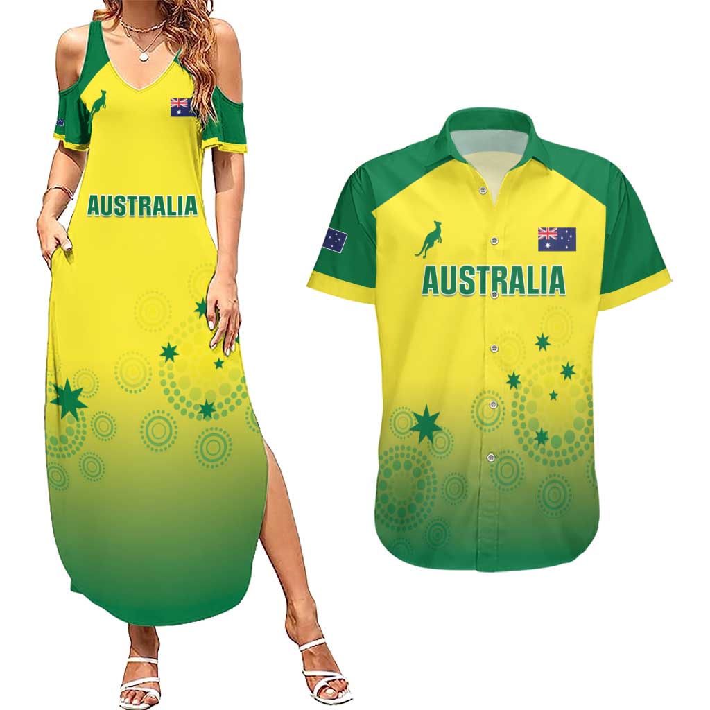 Custom Australia Cricket Couples Matching Summer Maxi Dress and Hawaiian Shirt Go Champions Aussies LT05