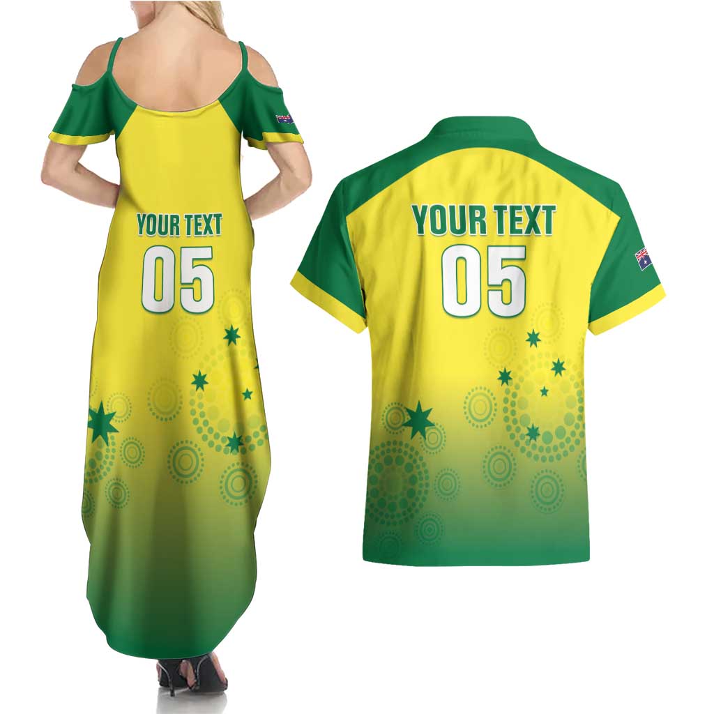 Custom Australia Cricket Couples Matching Summer Maxi Dress and Hawaiian Shirt Go Champions Aussies LT05