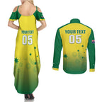 Custom Australia Cricket Couples Matching Summer Maxi Dress and Long Sleeve Button Shirt Go Champions Aussies LT05