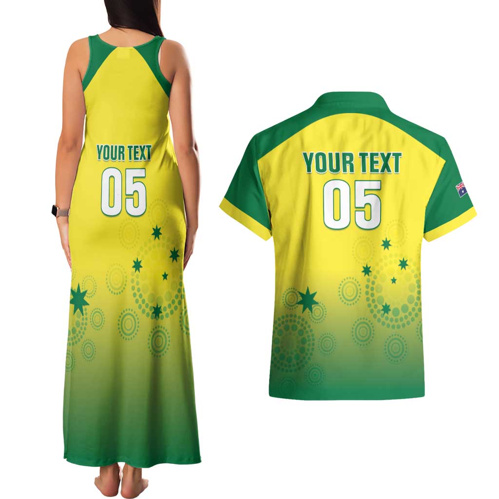 Custom Australia Cricket Couples Matching Tank Maxi Dress and Hawaiian Shirt Go Champions Aussies LT05