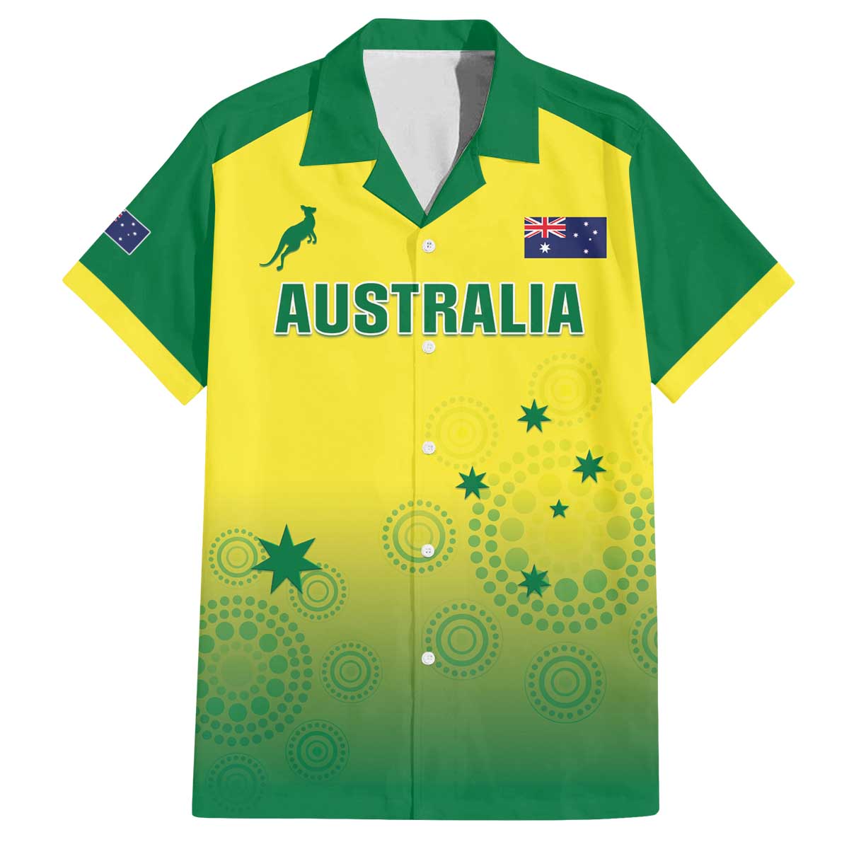 Custom Australia Cricket Family Matching Off The Shoulder Long Sleeve Dress and Hawaiian Shirt Go Champions Aussies LT05