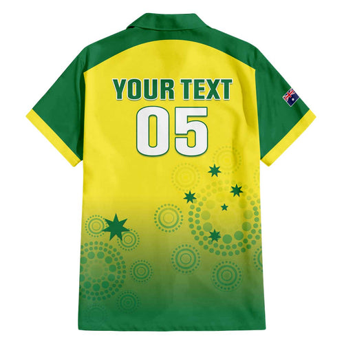Custom Australia Cricket Family Matching Off The Shoulder Long Sleeve Dress and Hawaiian Shirt Go Champions Aussies LT05