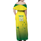 Custom Australia Cricket Family Matching Off Shoulder Maxi Dress and Hawaiian Shirt Go Champions Aussies LT05