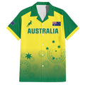 Custom Australia Cricket Family Matching Off Shoulder Short Dress and Hawaiian Shirt Go Champions Aussies LT05