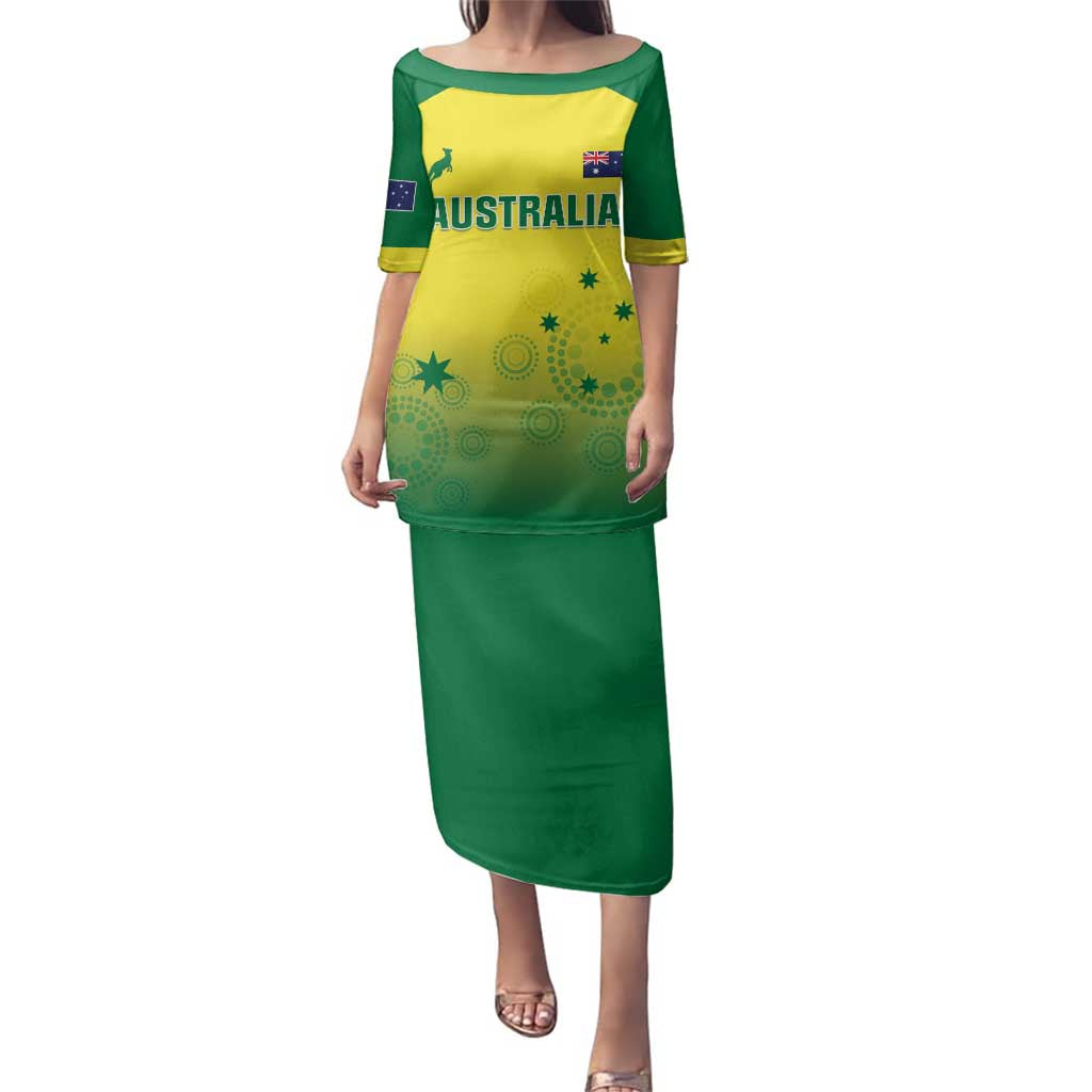 Custom Australia Cricket Family Matching Puletasi and Hawaiian Shirt Go Champions Aussies LT05