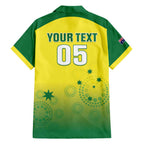 Custom Australia Cricket Family Matching Short Sleeve Bodycon Dress and Hawaiian Shirt Go Champions Aussies LT05