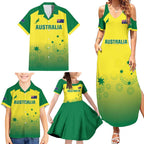 Custom Australia Cricket Family Matching Summer Maxi Dress and Hawaiian Shirt Go Champions Aussies LT05