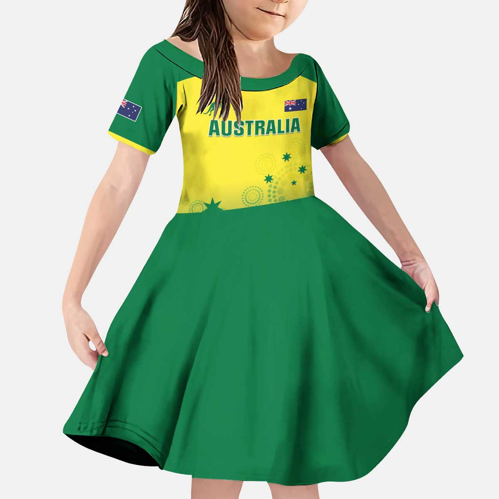 Custom Australia Cricket Kid Short Sleeve Dress Go Champions Aussies LT05