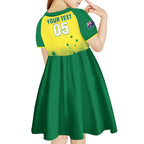 Custom Australia Cricket Kid Short Sleeve Dress Go Champions Aussies LT05