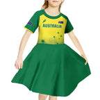 Custom Australia Cricket Kid Short Sleeve Dress Go Champions Aussies LT05
