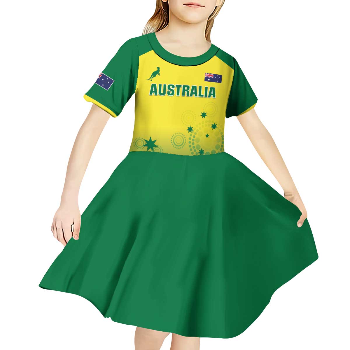 Custom Australia Cricket Kid Short Sleeve Dress Go Champions Aussies LT05