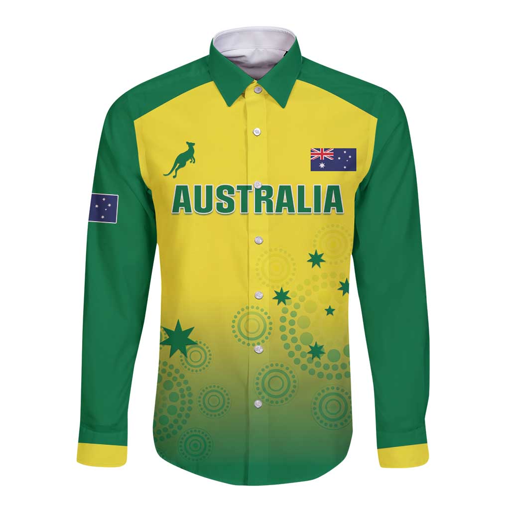 Custom Australia Cricket Long Sleeve Button Shirt Go Champions Aussies LT05