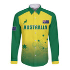 Custom Australia Cricket Long Sleeve Button Shirt Go Champions Aussies LT05