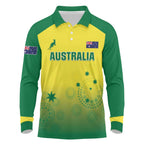 Custom Australia Cricket Long Sleeve Polo Shirt Go Champions Aussies LT05