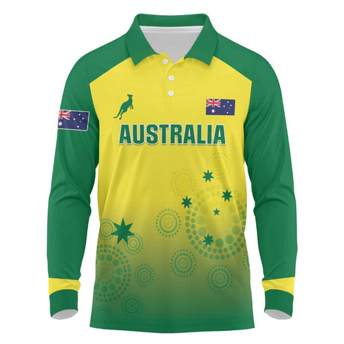 Custom Australia Cricket Long Sleeve Polo Shirt Go Champions Aussies LT05