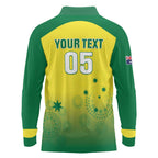 Custom Australia Cricket Long Sleeve Polo Shirt Go Champions Aussies LT05