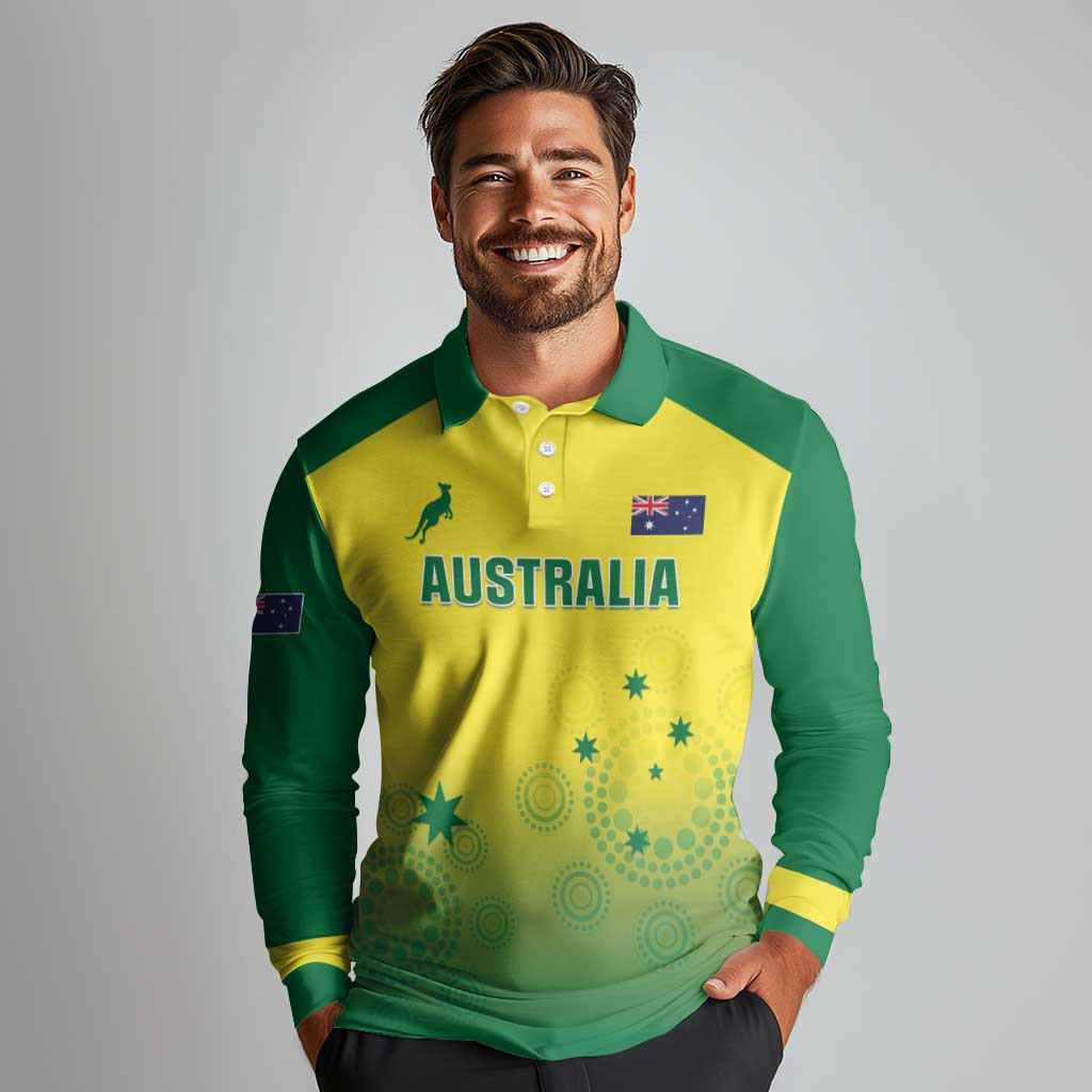 Custom Australia Cricket Long Sleeve Polo Shirt Go Champions Aussies LT05