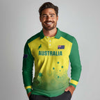 Custom Australia Cricket Long Sleeve Polo Shirt Go Champions Aussies LT05