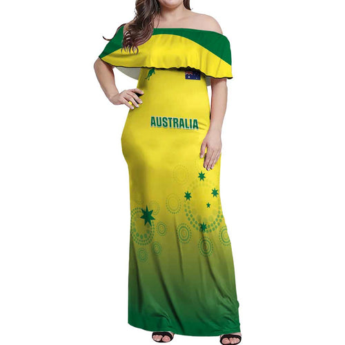 Custom Australia Cricket Off Shoulder Maxi Dress Go Champions Aussies LT05