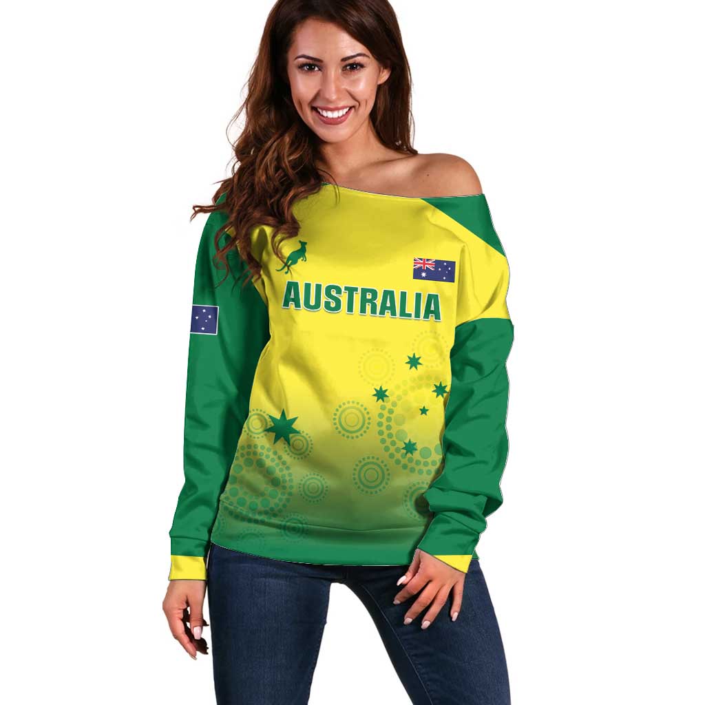 Custom Australia Cricket Off Shoulder Sweater Go Champions Aussies LT05