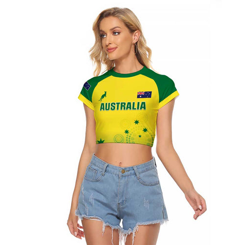 Custom Australia Cricket Raglan Cropped T Shirt Go Champions Aussies LT05