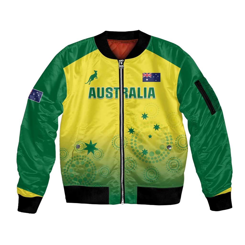 Custom Australia Cricket Sleeve Zip Bomber Jacket Go Champions Aussies LT05