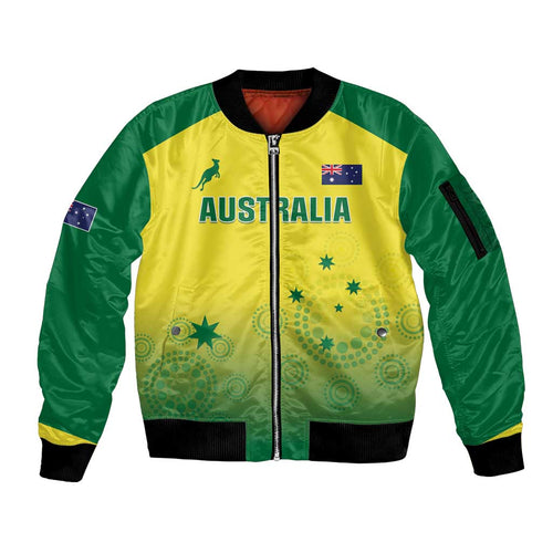 Custom Australia Cricket Sleeve Zip Bomber Jacket Go Champions Aussies LT05
