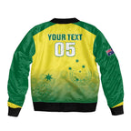 Custom Australia Cricket Sleeve Zip Bomber Jacket Go Champions Aussies LT05