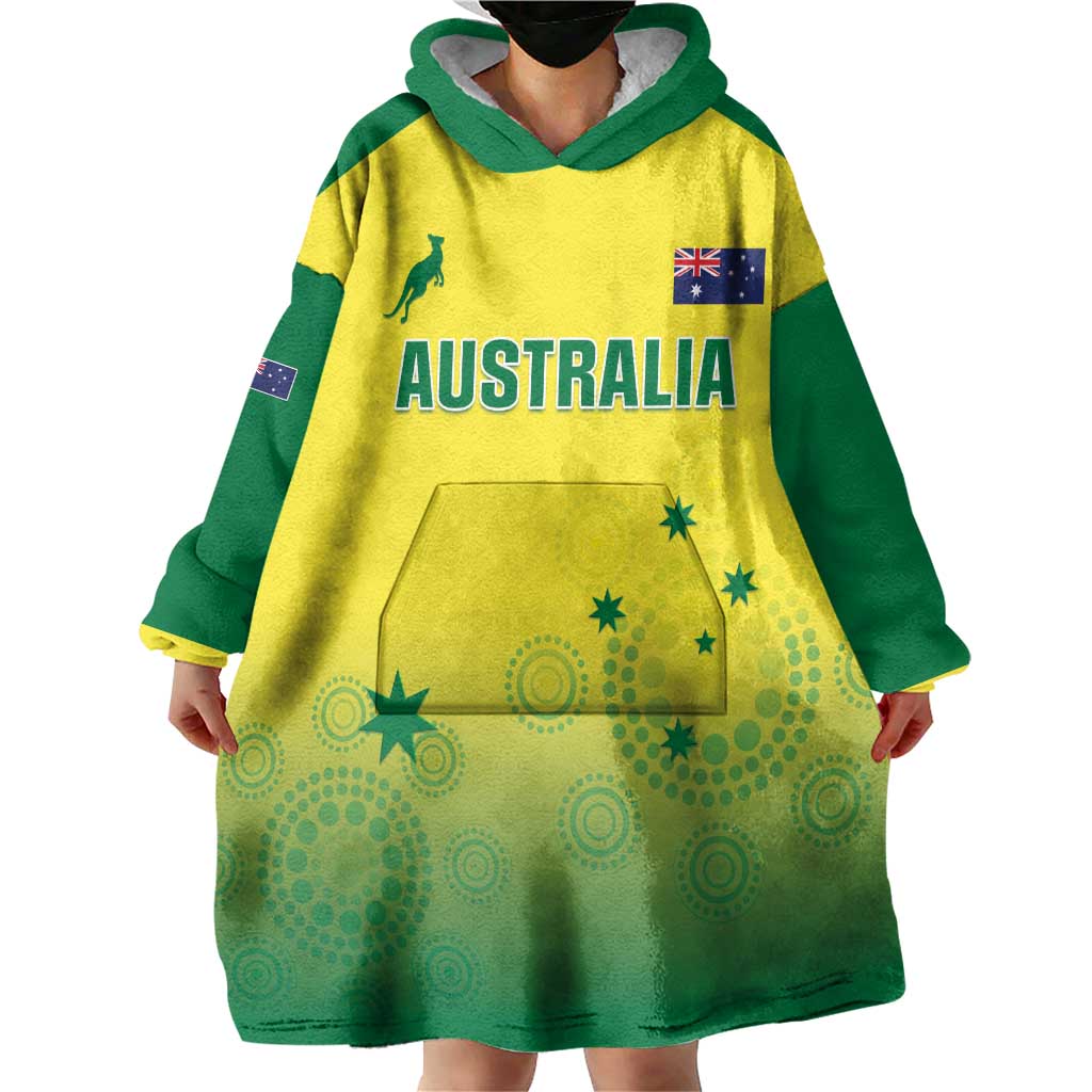 Custom Australia Cricket Wearable Blanket Hoodie Go Champions Aussies LT05