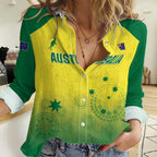 Custom Australia Cricket Women Casual Shirt Go Champions Aussies LT05