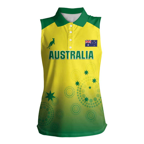 Custom Australia Cricket Women Sleeveless Polo Shirt Go Champions Aussies LT05