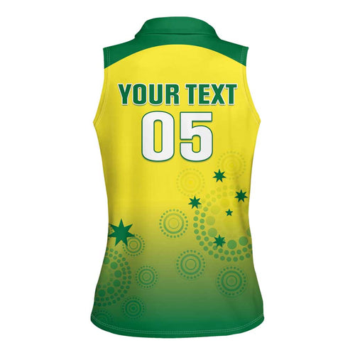Custom Australia Cricket Women Sleeveless Polo Shirt Go Champions Aussies LT05