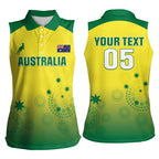 Custom Australia Cricket Women Sleeveless Polo Shirt Go Champions Aussies LT05