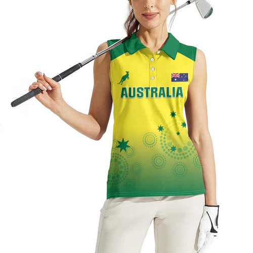 Custom Australia Cricket Women Sleeveless Polo Shirt Go Champions Aussies LT05