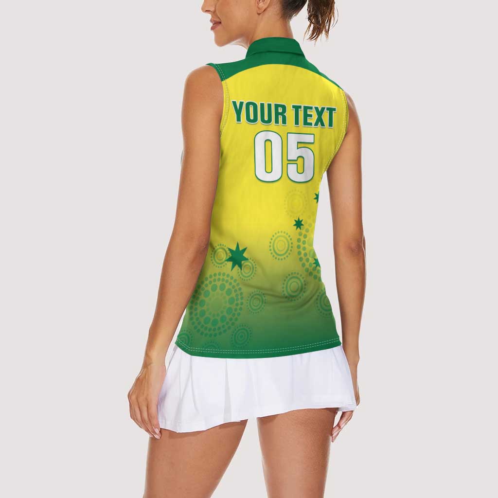 Custom Australia Cricket Women Sleeveless Polo Shirt Go Champions Aussies LT05