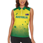 Custom Australia Cricket Women Sleeveless Polo Shirt Go Champions Aussies LT05