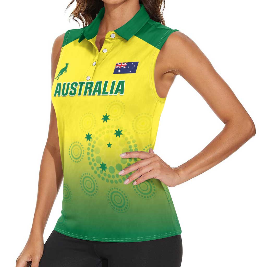 Custom Australia Cricket Women Sleeveless Polo Shirt Go Champions Aussies LT05